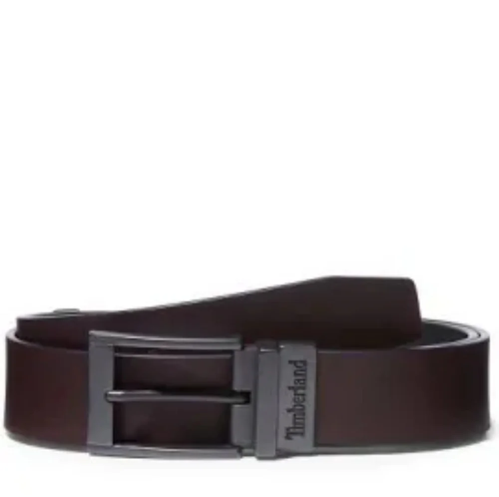 Timberland Reversible Black & Brown Cowhide Leather Gunmetal Buckle Belt